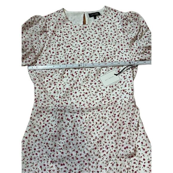 1. State Long Sleeve Floral Ruffle Mini Dress White and Red Size 8 - Picture 6 of 14